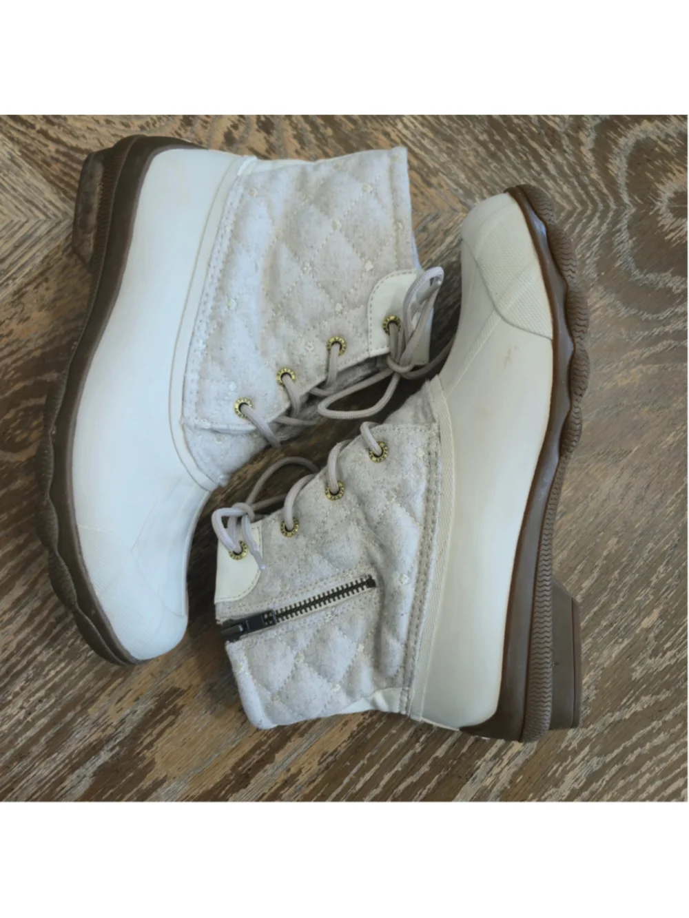 Sperry Syren Gulf Wool Quilted Duck Boots Women’s Size 8 Ivory Cream